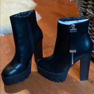 Platform heeled booties